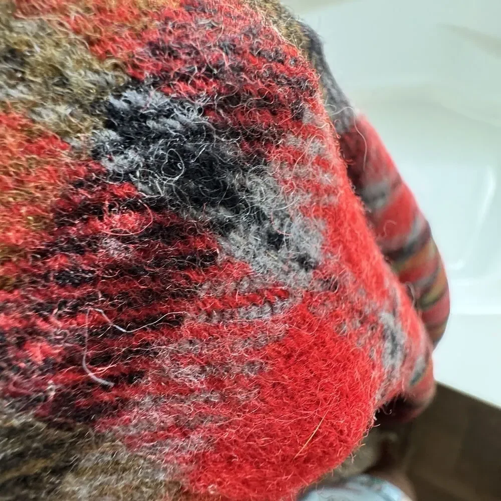 Vtg 58x51  Faribo Fluff-Loomed Wool Plaid Blanket Faribault Woolen Mill USA